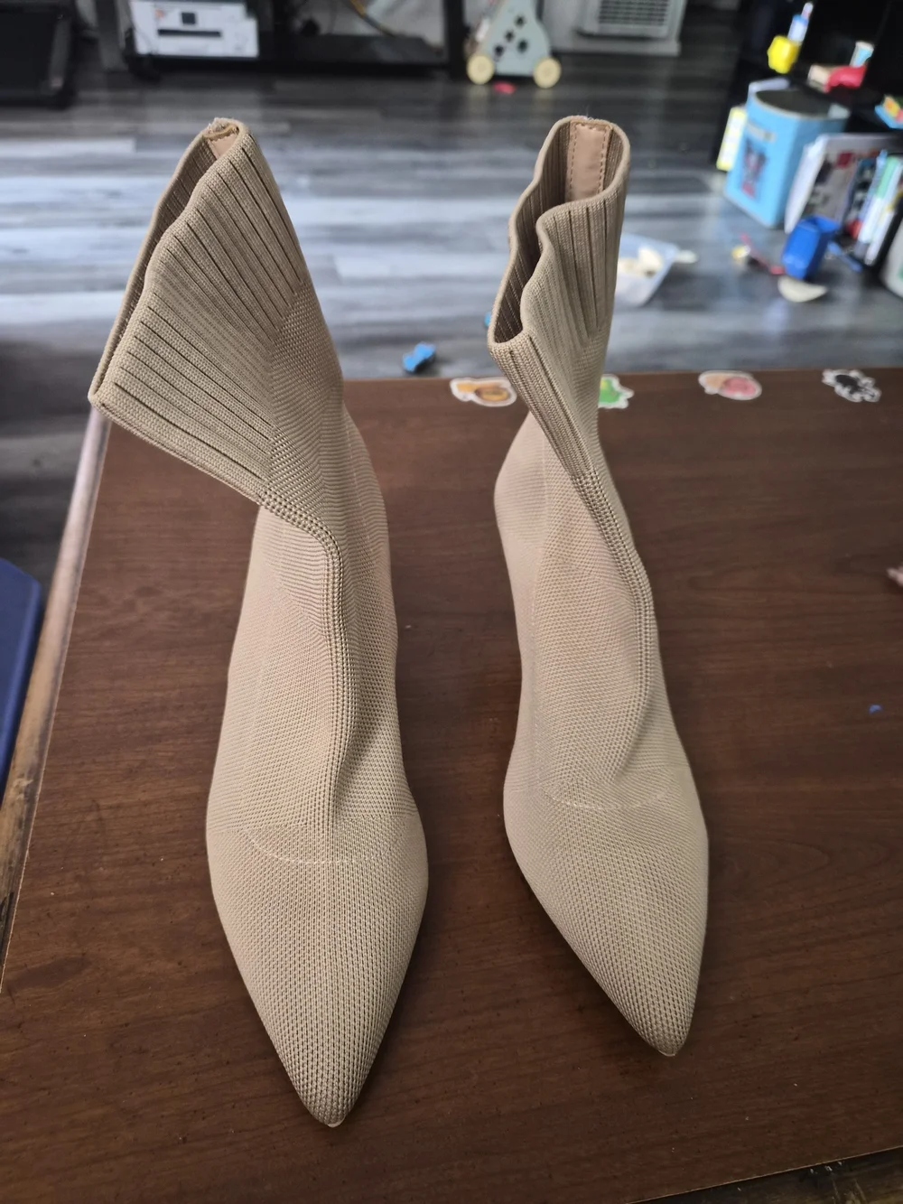 SHEIN Nude Pointed Toe Sock Booties